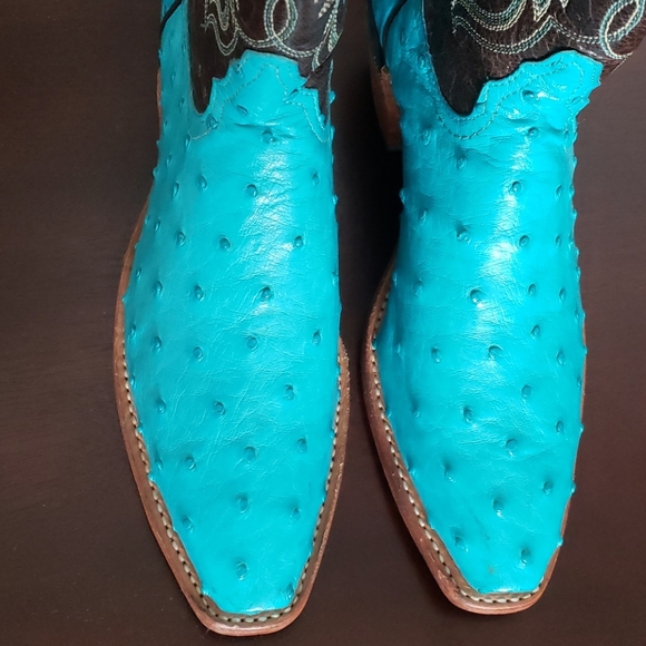 Tony Lama full quill turquoise ostrich boots - Picture 2 of 4